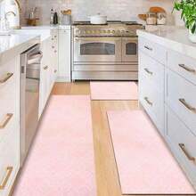 1/2/3pcs Kitchen Rug With Rubber Backing Farmhouse Kitchen Mats For Floor Non Slip Kitchen Area Rug For Laundry Room Entryway Hallway Pink - 彩色 - 查看 7