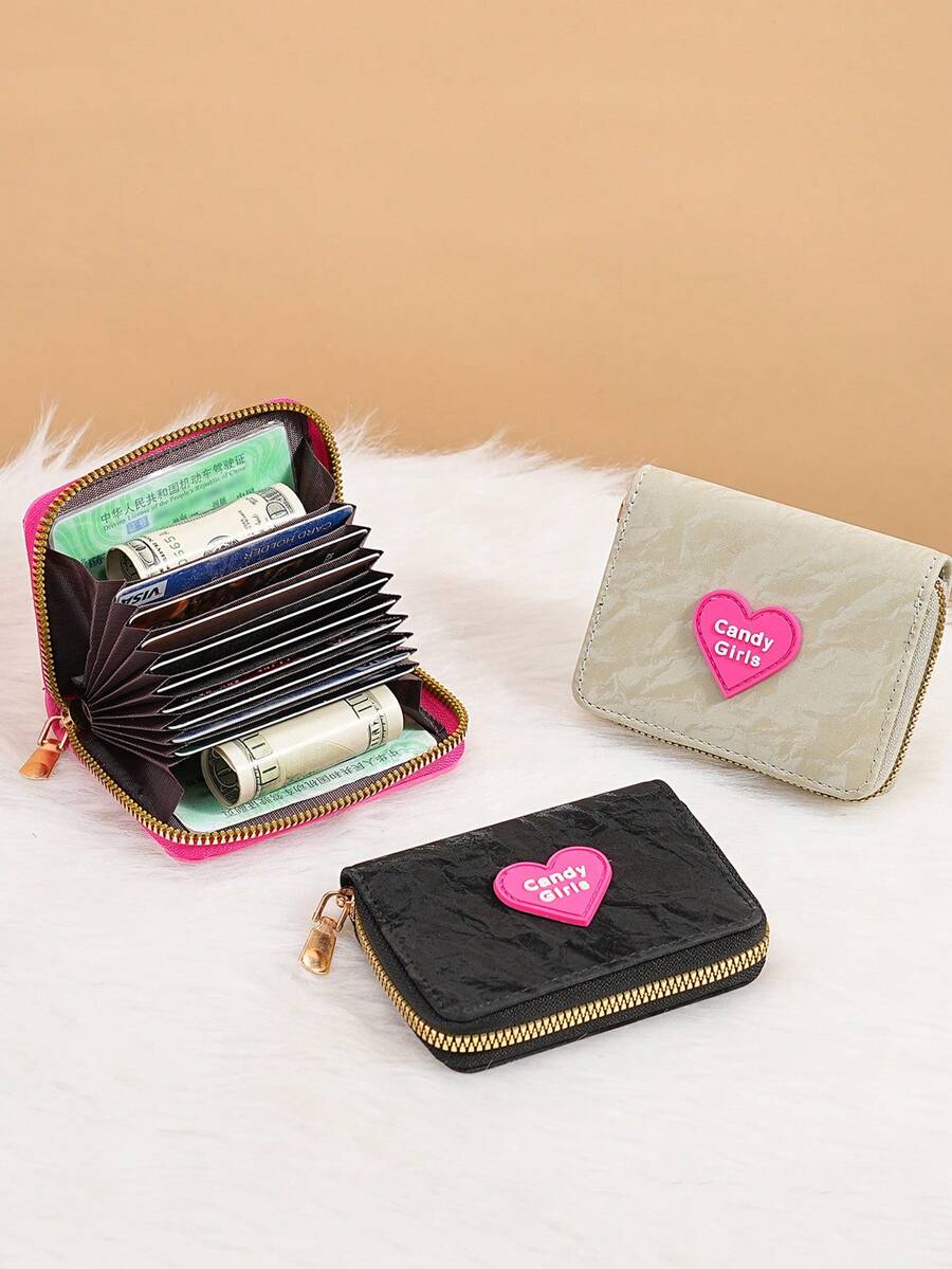 1pc New Zipper Wallet Candy Girl Fashion Cute Multi-Card Slots Women Coin Purse Sweet Short Wallet