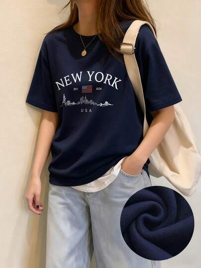 Girls & Teens' Casual Pink Graphic Print Crew Neck Short Sleeve T-Shirt, Summer Top