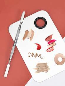 Paleta de maquillaje de acero inoxidable con base colorida, paleta de mezcla de maquillaje mini anillo, set de herramientas de maquillaje, regalos, viaje, artículos baratos, artículos esenciales de viaje - Blanco y Negro - Ver 5