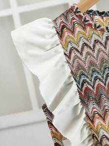 Tween Girls' Apricot Floral Splice Cap Sleeve Shirt And Pants Set - Apricot - View 4