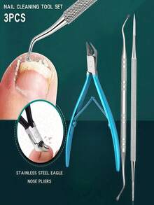 3件套修甲工具，1个不锈钢指甲钳，足部护理去茧器，多功能工具 - 彩色 - 查看 1