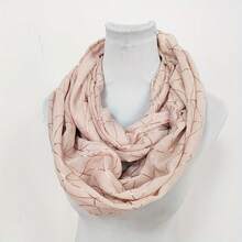 Autumn Winter New Printed Golden Scarf Full Polyester Solid Color Line Geometry Golden Pullover Scarf - Màu xanh đậm - Xem 5