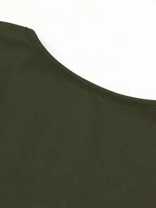 AiTyi 女士上衣，修身休闲纯色时尚简约百搭 Y2K 风格，适合毕业典礼、狂欢节、复活节、音乐节、母亲节、春夏等场合。 - 軍綠色 - 查看 6