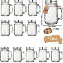 12-Piece Vintage Glass Compartmentalizing Bottle Set, Equipped With Personalized Labels And Hemp Rope, Including 12 Compartmentalized Glass Bottles, 12 Labels, And 100 Centimeters Of Hemp Rope. It Features Ergonomic Leak-Proof Bottle Caps And Handles, And Is A Portable Travel Coffee Cup. Suitable For Holding Coffee, Coffee Beans, Cocoa Powder, Syrup, Wine, Bars, Parties, Candles, Craft Gifts, Decorations, Party Supplies, Grandpa Gifts/Mugs/Barns/Coffee/Coffee Cups/Cups And Mugs. - Multicolor - View 13
