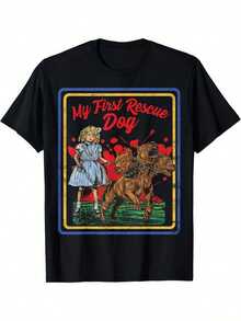 Camiseta de Horror Retro Gaming - Humor Negro, Mi Primer Perro de Rescate - Negro - Ver 7