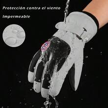 Guantes para Fro Hombre y Mujer, Guantes Termicos, Guantes Impermeables para Nieve, Funcin de Pantalla Tctil, Antideslizante, Adecuado para Esquiar, Escalar Montaas, Cmping, Motocicletas. - M + Gris - Ver 4
