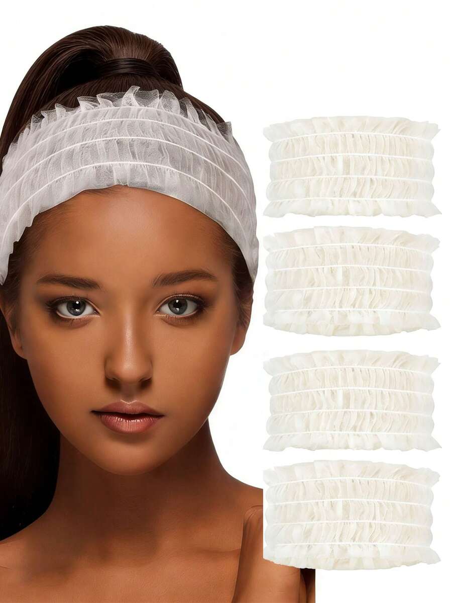 48 Pieces Disposable Spa Headbands Soft Non-Woven Facial Hair Band Elastic Facial Head Wraps Cloth Stretch Skin Care Makeup Sauna Washing Face Supplies For Women - Multicolor - View 1