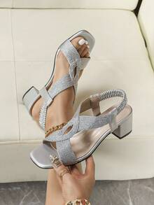 Summer Bestseller Rope Criss-Cross Strap High/Low Heel Silver Women Sandals - Silver - View 9