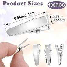 YALOJE 100pcs Metal Alligator Hair Clips, Small Crocodile Hair Clips, Alligator Barrettes Accessories For Women DIY Crafts, Hair Bows, Arts - Silver - Màu B - Xem 2