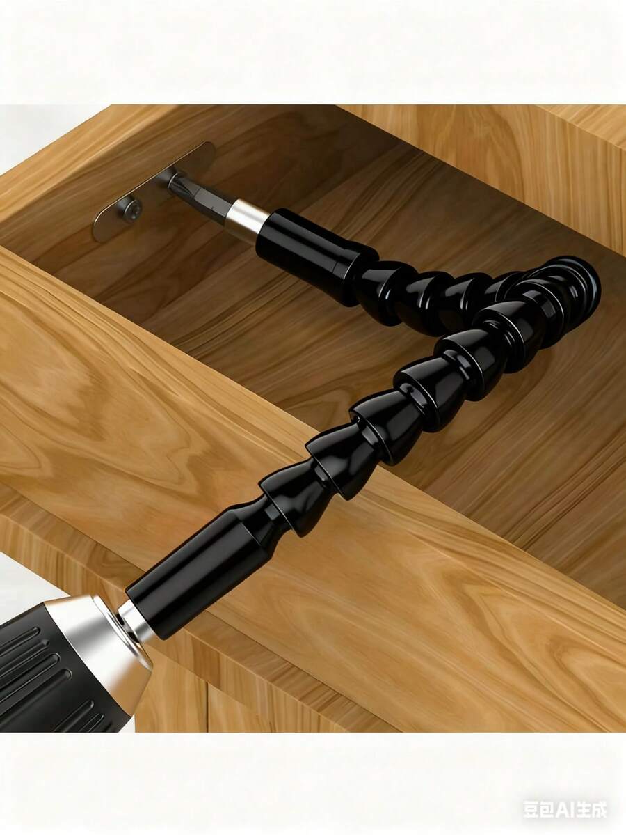 Luckybutterfy 1pc Universal Flexible Drill Extension Rod, Electric Screwdriver Drill Adapter: 360° Multi-Angle Connection Rod, Suitable For Precise Drilling In Tight Spaces, Fits Any Drill Bit - No External Power Required, Essential Tool For Home Decor And Construction Renovation - Silver - View 1