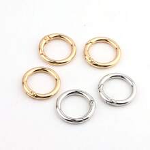 5 piezas Anillos en O de metal con resorte, Mosquetón de aleación de zinc con anillo en O redondo y resorte, Hebilla de mosquetón para llaveros, bolsos, carteras - Dorado - Ver 7