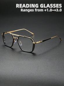 Rivsar 中性近視眼鏡，新款多邊形雙橋金屬內框老花眼鏡，彈簧橢圓框，經典日常佩戴老花眼鏡，適合運動、防滑、電腦使用、舒適閱讀、縫紉、抗眼睛疲勞，適合所有臉型的便利設計，金色、槍灰色、黑色，7種度數可選，假期禮物，夏季，送給父母的禮物，萬聖節，情人節，聖誕節，女士眼鏡，近視眼鏡，女士老花眼鏡，男士老花眼鏡 - 透明色 - 查看 14