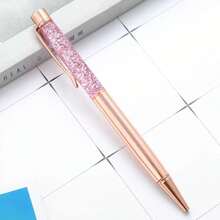 9pcs/Set, 1mm Rose Gold Glitter Pen Set, Sparkling Diamond-Like Ballpoint Pens, Pearl Pens, Suitable As Gifts, For Friends, Students, Wedding Favors, Office/School Supplies [Random Style Shipped]