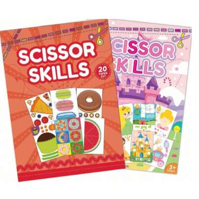 Libro de actividades de 20 páginas con tijeras - Comida, princesa de dibujos animados, rompecabezas hecho a mano, pegatinas, origami interactivo para padres e hijos, libro de corte de papel creativo DIY, regalo para niños y niñas, regalo hecho a mano, desarrolla la habilidad manual, solo libro (estilo princesa, las portadas nueva y antigua son iguales, el contenido es el mismo)