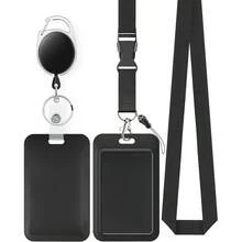 Porta Credencial Gafeteporta Gafete Hombrelanyard Diseo De Cuerda Para Evitar La Prdida De Tarjetas De Trabajo, Tarjetas De Control De Acceso, Tarjetas De Empleados, Etc - Negro - Ver 2