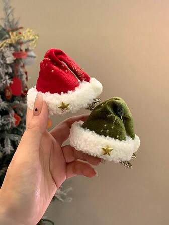 1pc Women's Christmas Hat Hair Clip, Cute Star Holiday Headpiece, Nature-Inspired Hair Accessory Suitable For Christmas, Parties And Daily Wear, Claw Clips, Hair Slide, Hair Barrettes