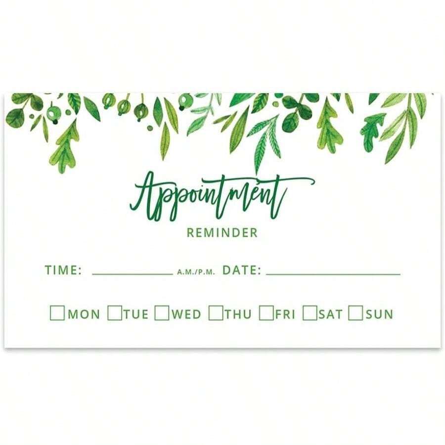 Andaz Press Greenery Leaves Appointment Business Cards For Hair Salon, Client Reminder, Office, Massage, Grooming, Dental, Medical Doctor, Therapist, Hair Stylist, Nail Salon, 100-Pack, 2 X 3.5-Inch - ColorG - 查看 1