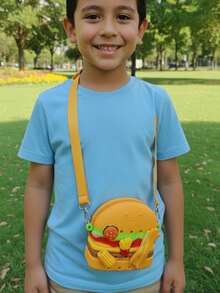 1 قطعة حقيبة صغيرة للأطفال بنين وبنات مصنوعة من السيليكون بتصميم واقعي لوجبات الطعام، حقيبة كتف قابلة للتعديل بسحاب وأزرار ضغط عشوائية (5 أزرار)، محفظة كرتونية، حافظة مفاتيح، حافظة أحمر شفاه، حقيبة مستحضرات تجميل متعددة الاستخدامات للخروج والحفلات وهدايا عيد الميلاد