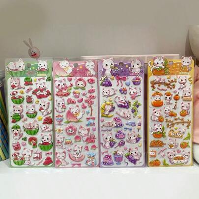 One Random Item. Kitten Cartoon Stickers, Foam Stickers, Cute DIY Stickers For Notebooks, Notebooks, Cell Phones, Cups. Perfect For Home Living Room Decoration, Party Decorations