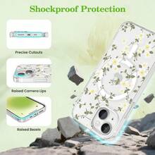 Funda magnética ZTOFERA para 13/14 compatible con, diseño de patrón floral estético y lindo para chicas y mujeres, funda protectora dura anti-caída para 13/14 - gran flor blanca, funda de teléfono creativa de dibujos animados, a prueba de golpes y resistente a caídas, protección completa, adecuada para 17/17ProMax/iPhone16/16Plus/16Pro/16ProMax, iPhone15/15Plus/15Pro/15ProMax, iPhone14/14Plus/14Pro/14ProMax, iPhone13/13Pro/13ProMax, regalo perfecto para novia, novio, día de San Valentín, Navidad - transparente - Ver 12