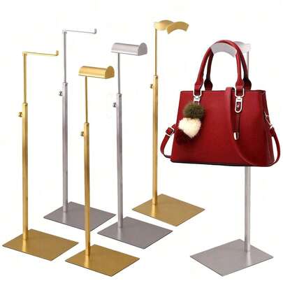 Stainless Steel Handbag Display Rack, Upgraded Adjustable Round Inner Bar, Gold/Silver Color Options, Multi-Functional Display For Bags / Hats / Jewelry, Suitable For Home / Boutique, Rust-Proof And Durable, Easy To Install.