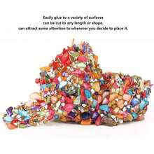 39.4in adorno de piedra colorida cinta de tela de diamantes de imitación plana hierro en parche piedra de gema artificial con cuentas de hierro en aplique(Cinta de piedras multicolor de 2cm) - 1 - Ver 3