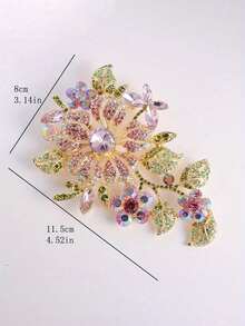1件 时尚夸张花卉胸针，镶嵌水钻 - 粉色 - 查看 3