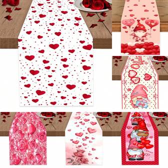 AFYPRTY 1pc Valentines Day Decor Table Runner - 13.8 X 70.8 Inch Red Heart Table Runner For Wedding Party, Valentines Decorations - Valentines Decor Home Romantic Decorations Heart Shaped Table Runner Wedding Seasonal Holiday Christmas Anniversary Decoration For Indoor Home Party