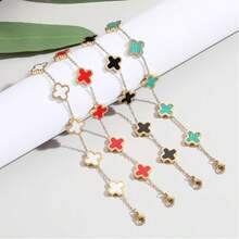 Gold Plated Jewelry Bracelet For Women Van Cleef Non Tarnish Bracelet Charm Flower Bracelet For Women  Blue-YRSH012 - 藍色 - 查看 6