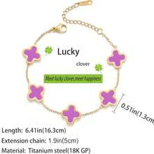 Gold Plated Jewelry Bracelet For Women Van Cleef Non Tarnish Bracelet Charm Flower Bracelet For Women  Purple-YRSH012 - 紫色 - 查看 4