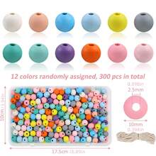 300颗彩色木珠，适合穿线，孔径3毫米，颜色柔和，带蜡绳。 - 禾木混色珠子 - 查看 2