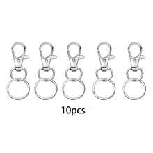 20/40/60/100个带钥匙圈的钥匙链环，带环钥匙扣，适用于挂绳饰品DIY工艺品（10/20/30/50个金属龙虾扣+10/20/30/50个开口钥匙圈）