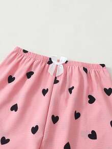 [Dreamery]Heart Print Women Long Sleeve & Long Pants Pajama Set - Pink - View 8