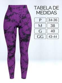 High Waist Tie Dye Leggings - Màu tím - Xem 3