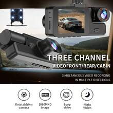 1080P 3-Lens Dash Cam - Infrared Night Vision, 170° Wide Angle, Loop Recording, G-Sensor - Convenient Vehicle Safety Camera, 24-Hour Parking Mode, Holiday Gift