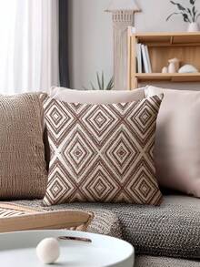 4pcs Decorative Pillow Covers, Geometric Pattern, 100% Hypoallergenic Polyester Fiber Cushion Covers, Vintage Linen Material, Hidden Zipper, Machine Washable, Minimalist Modern Line Design, Zippered Closure, Home Decor Throw Pillow Covers For Sofa, Living Room, Bedroom, No Pillow Insert - Maroon - View 10
