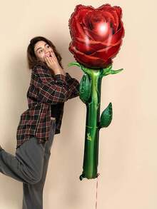 1 Stück 150 cm großer roter Rose Folienballon, geeignet für Geburtstags-Party, Hochzeit, Verlobung, Jahrestag, romantische Valentinstag Dekoration - Verschiedenfarbig - Übersicht 2