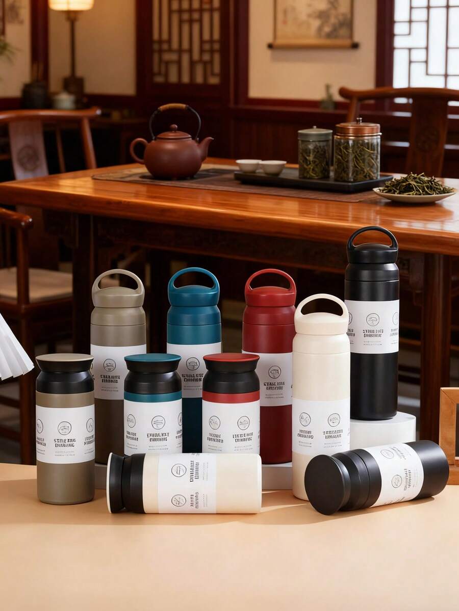 1个500毫升不锈钢真空保温杯，带盖，创意纯色设计，可重复使用，适用于冷热饮品，适合居家、办公、户外聚会、旅行、露营、驾车等场合，是送给上班族、学生和朋友的绝佳礼物