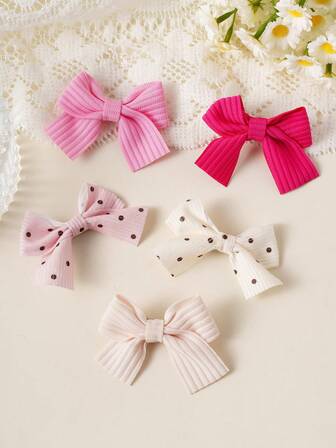 5pcs Multicolor Minimalist Bow Hair Clips, Cute Gift For Girls, Suitable For Casual Daily Wear, All Seasons