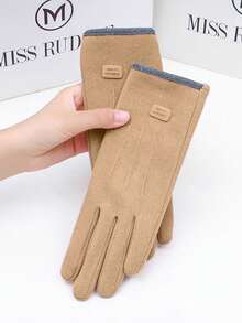 Women's Gloves: Warm Lining, Suitable For Winter Use, Windproof And Cold-Proof, Support Touchscreen Operation, Available In Gray, Black And Coffee Colors, One Size - Multicolor - View 18