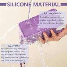 Macaron Style Silicone Travel Makeup Cosmetic Toiletry BagWaterproof Portable Organizer Pouch With Zipper Braided Lanyard Keychain Women Girls' Gym Wash Bag Purse Stores Makeup Brush And Nail Polish - Yellow - View 6