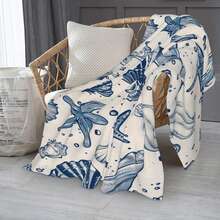 Cozy Ocean Breeze Flannel Throw Blanket - Ultra-Soft, Warm, And Versatile For All Seasons With Vibrant Sea Shell Design - Perfect Gift Idea For Home, Office, Car, And Camping Enthusiasts - Multicolor - View 8