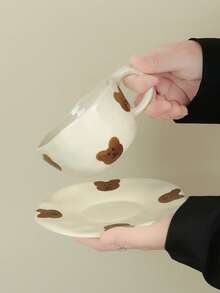 1pc Ceramic Butterfly Cup & Saucer Set, 4 Styles Available, Suitable For Home, Office, Cafe, Great Gift Option