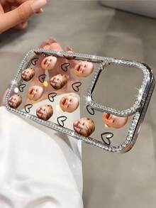 1 Personalized Love Pattern Customized Family And Friend Pattern Anti Drop Electroplating Bright Diamond Simple Smartphone Protective Case, Compatible With IPhone 17/Air/17pro/17promax/16/15/14/13/12/11 And Other Models, Suitable For Giving As Gifts To Friends And Others - Silver - View 7