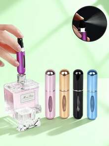 1PC Black Mini Perfume Spray Bottle - Practical Portable Refillable Perfume Atomizer | Perfect For Fragrance Enthusiasts & Frequent Travelers (Convenient For Trips, Daily Outings) | Fit For Men & Women, Easy To Carry In Luggage & Handbags | Travel-Compliant Mini Size (Meets Carry-On Item Regulations) | Refillable Design Eliminates Need For Full-Size Perfume Bottles | Durable Sturdy Build Resists Travel Wear And Tear | Practical Accessory For On-The-Go Perfume Use Anytime, Anywhere - 黑色 - 查看 1