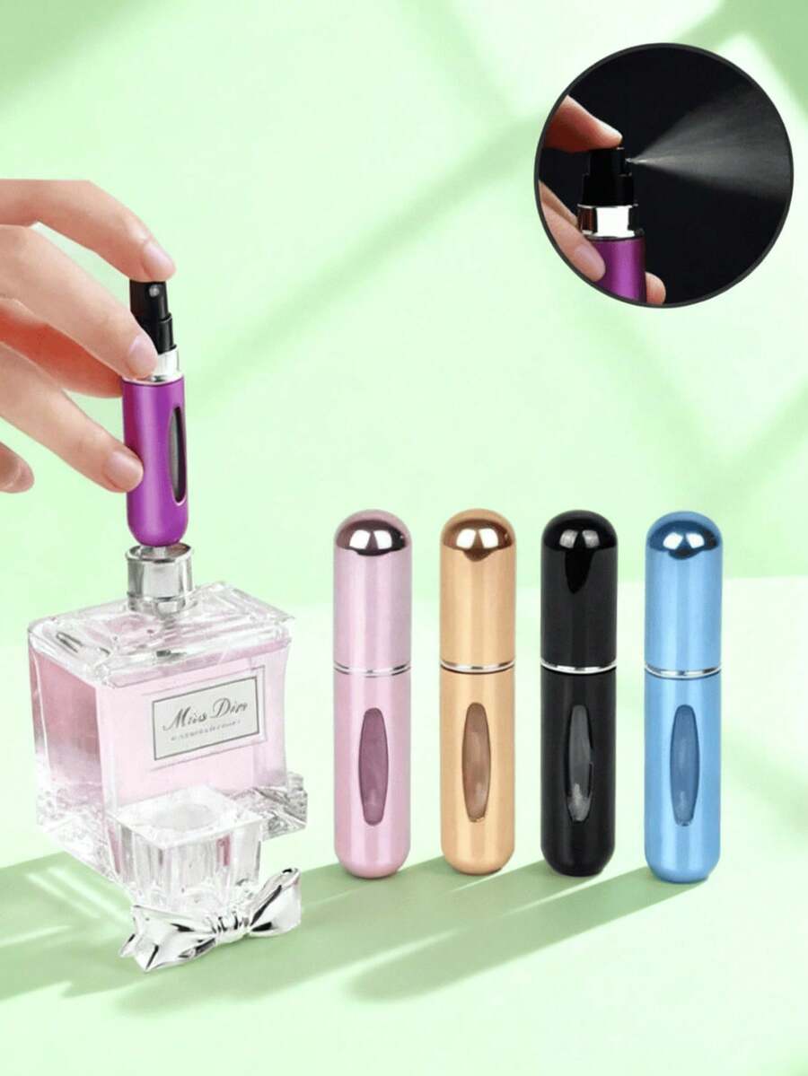 1PC Black Mini Perfume Spray Bottle - Practical Portable Refillable Perfume Atomizer | Perfect For Fragrance Enthusiasts & Frequent Travelers (Convenient For Trips, Daily Outings) | Fit For Men & Women, Easy To Carry In Luggage & Handbags | Travel-Compliant Mini Size (Meets Carry-On Item Regulations) | Refillable Design Eliminates Need For Full-Size Perfume Bottles | Durable Sturdy Build Resists Travel Wear And Tear | Practical Accessory For On-The-Go Perfume Use Anytime, Anywhere - 黑色 - 查看 1