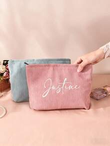 Large Capacity Personalized Velvet Zipper Makeup Bag, Perfect Bridesmaid Or Bride Party Gift, Cosmetic Travel Pouch - Multicolor - View 7