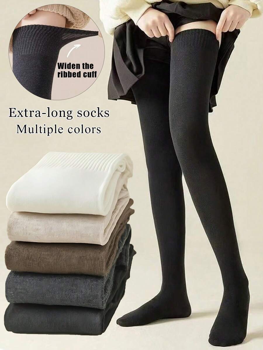 Winter Warm Long Socks Tube Thick High Tube Over Knee Knee-Length Hosiery Socks Terry Solid Color Women Thicken Calf Socking - Multicolor - View 1