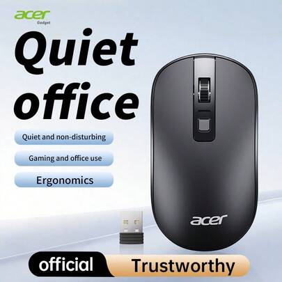  ACER OMR242 2.4GHz Wireless Optical Mouse For Office, Ultra-Thin Computer Mouse With 4 Buttons, USB Receiver, Portable For Laptop, Desktop, PC